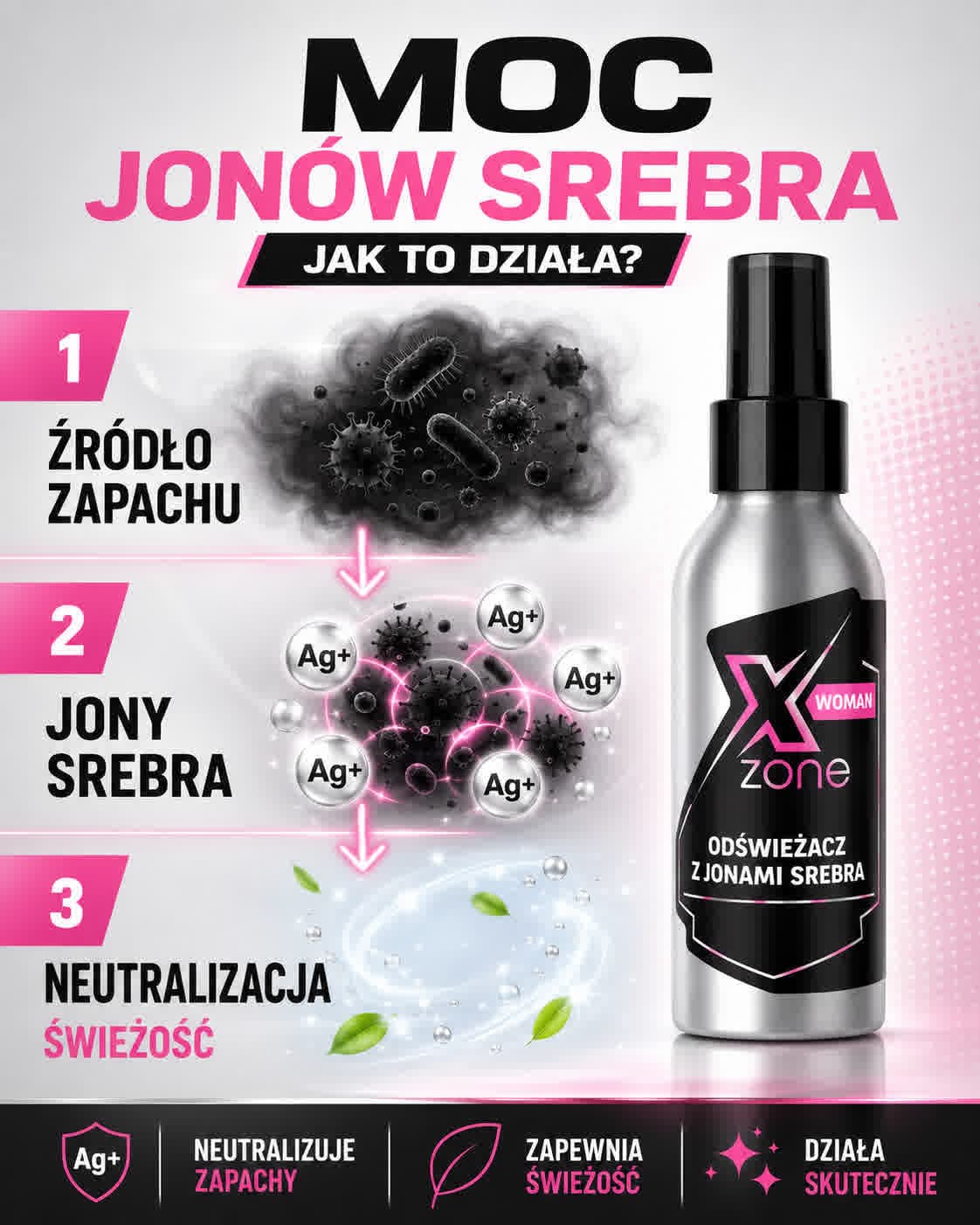 Odświeżacz Xzone WOMAN z jonami srebra 100 ml
