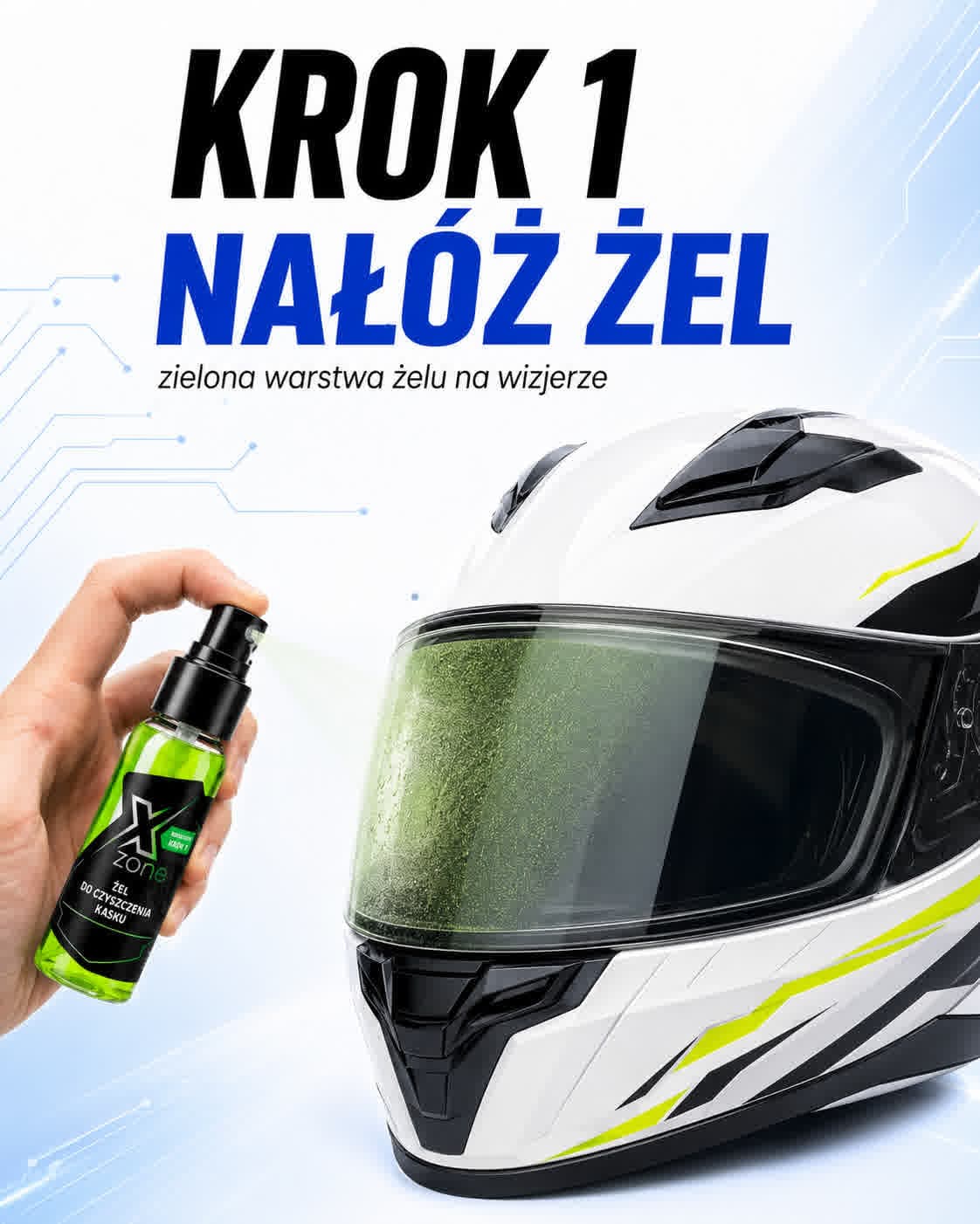 Nakładanie żelu na kask